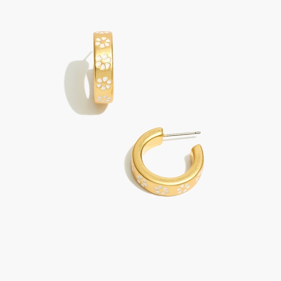 Madewell Jewelry - NWT! Madewell Retro Daisy Enamel Small Hoop Earrings